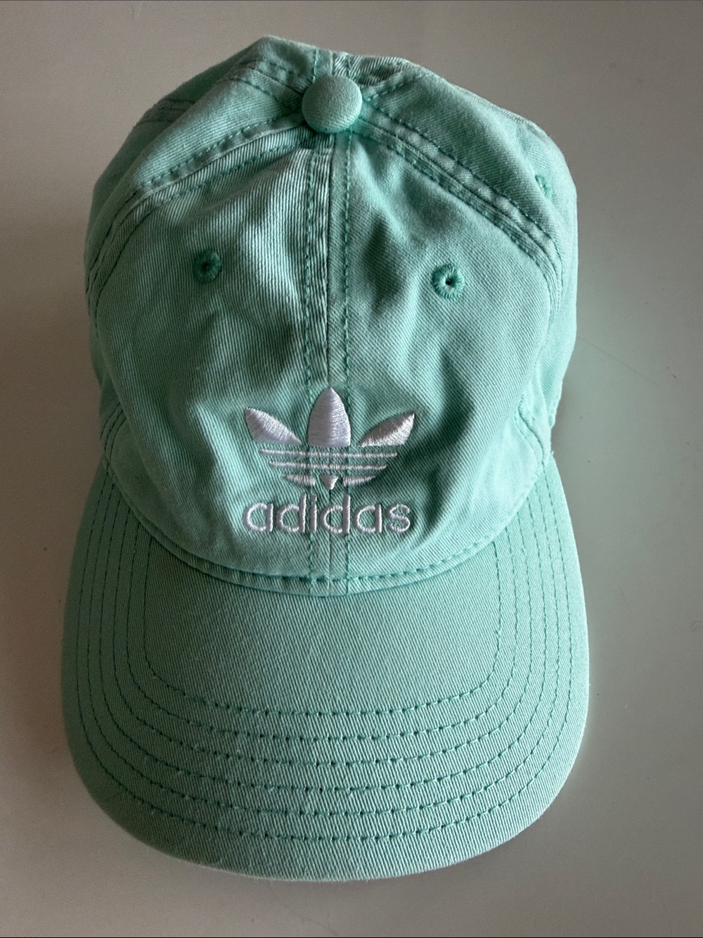Adidas Originals Relaxed Strapback Dad Hat Mint Green Trefoil Logo OSFM